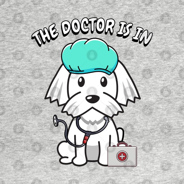 Cute white dog is a doctor by Pet Station